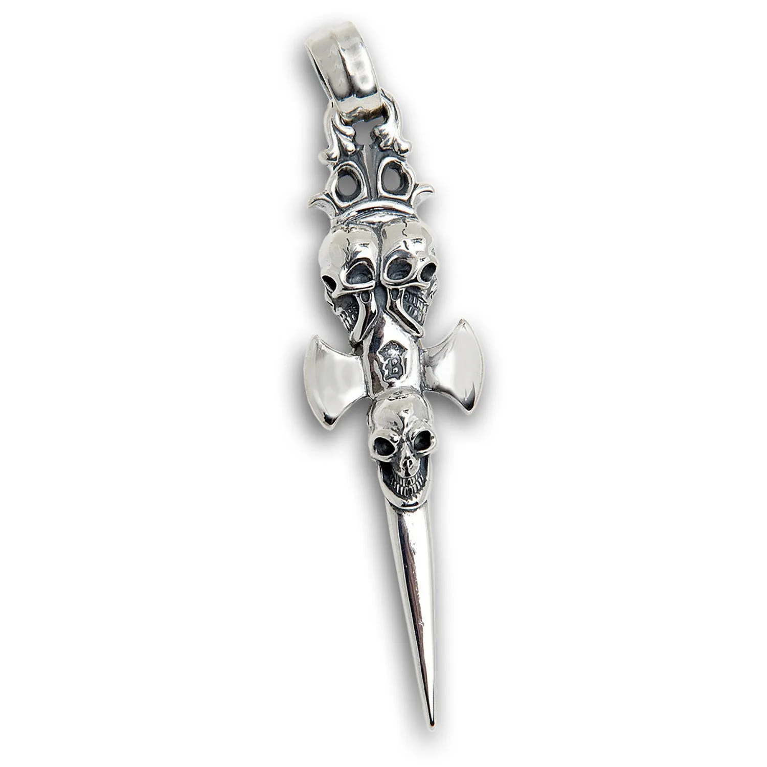 Triple Vintage Skull Dagger Pendant