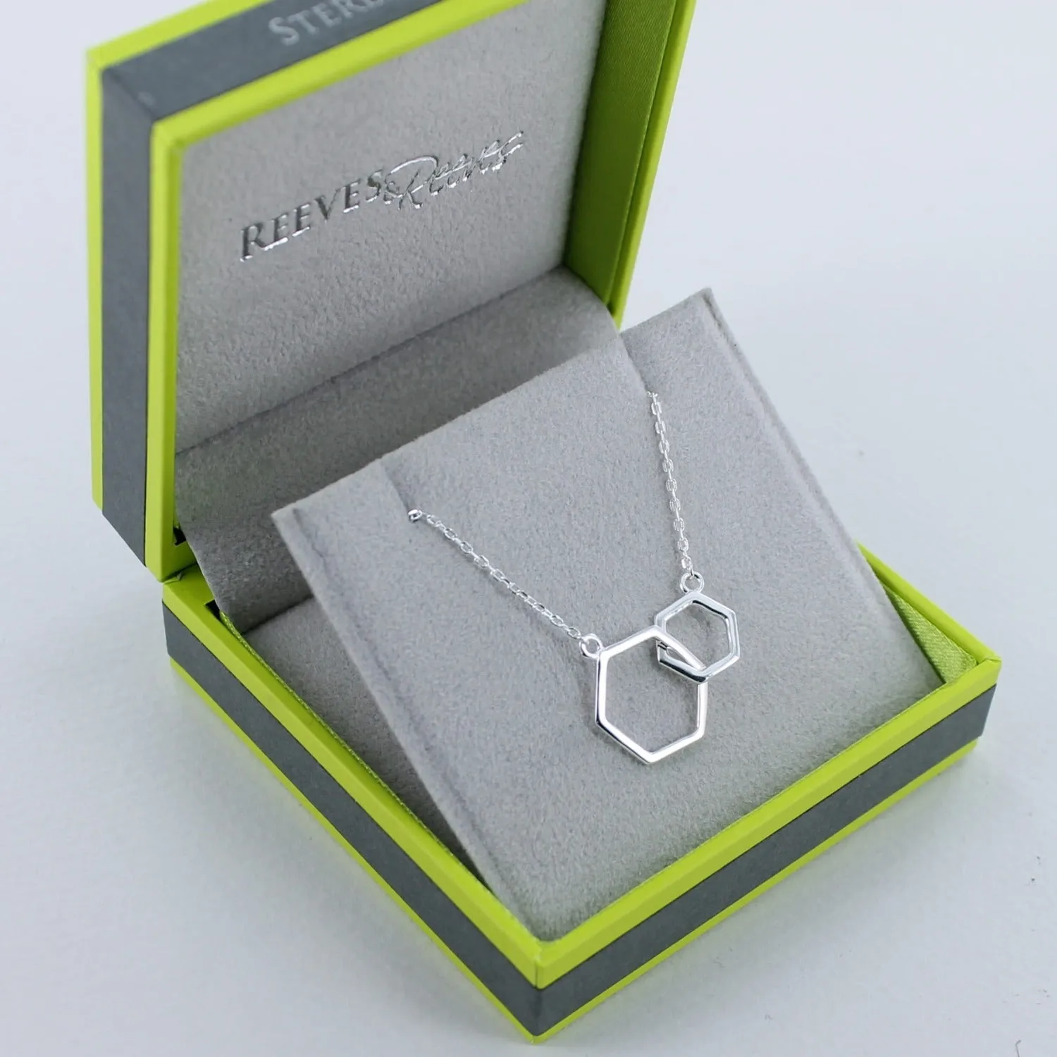 Twin Hexagons Sterling Silver Necklace