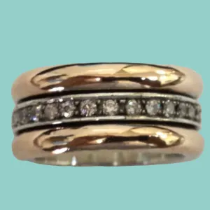 Unique Rose Gold Spinner ring silver and gold for woman set with cz zircons