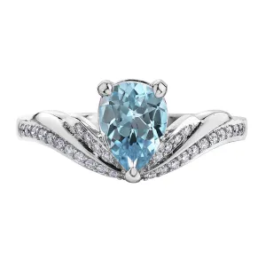 Unique Sky Blue Topaz and Diamond Ring