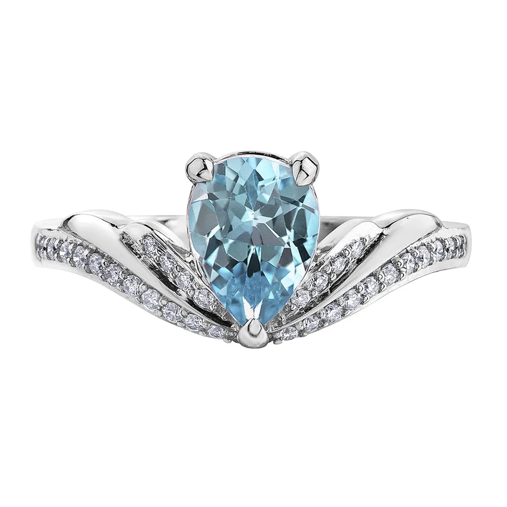 Unique Sky Blue Topaz and Diamond Ring