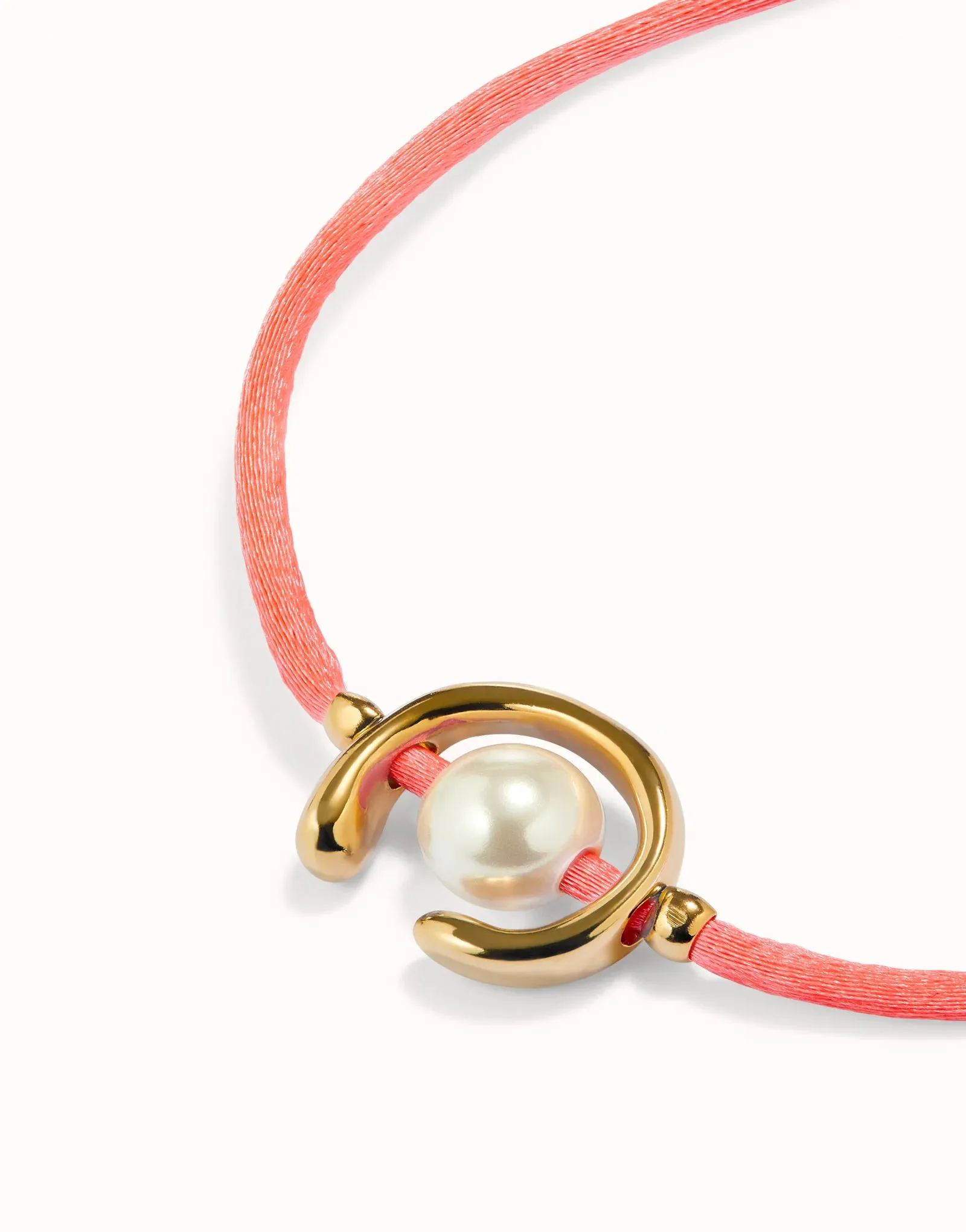 UNOde50 18K Gold Plated Pink Thread Bracelet with Pearl