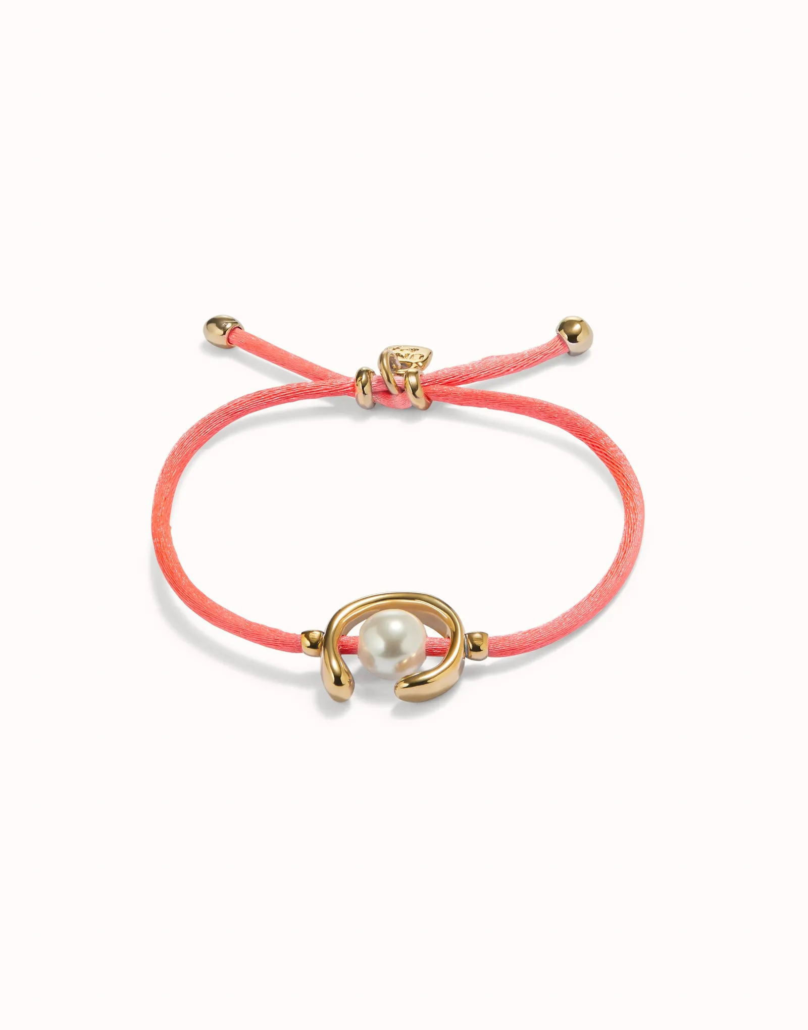 UNOde50 18K Gold Plated Pink Thread Bracelet with Pearl