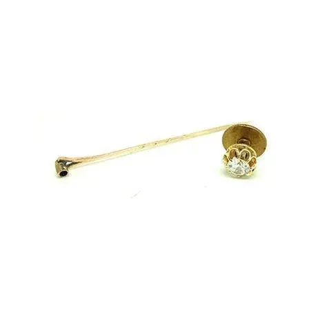 Vintage 1960s White Sapphire 9ct Gold Tie Pin Brooch