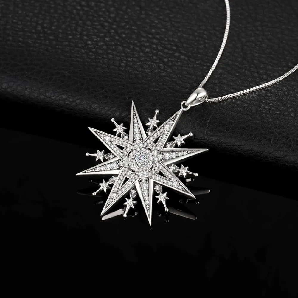 Vintage Goth Jewerally Cubic Zirconia North Star Pendant Without Chain 925 Sterling Silver Pendant