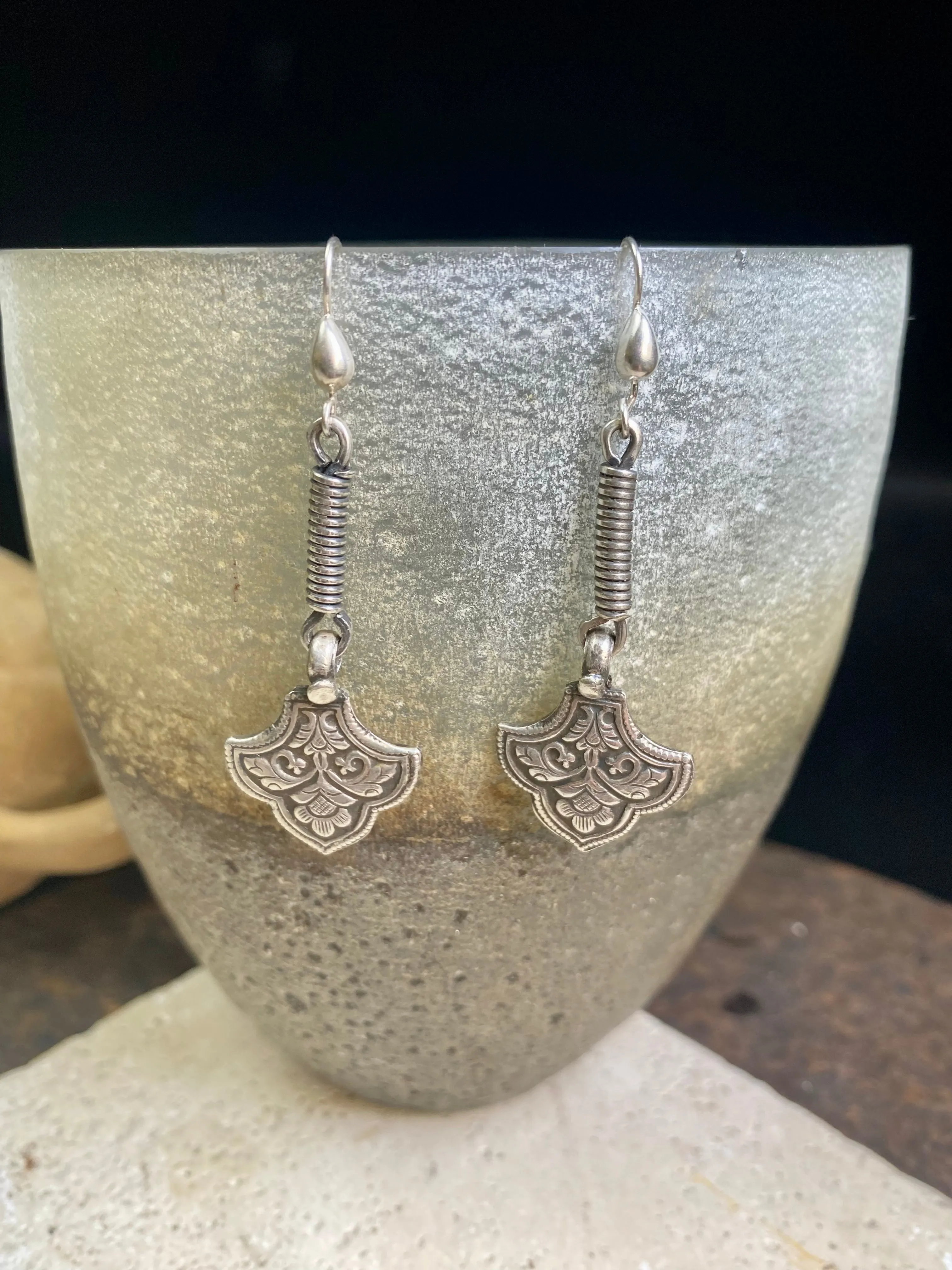 Vintage Tribal Silver Earrings