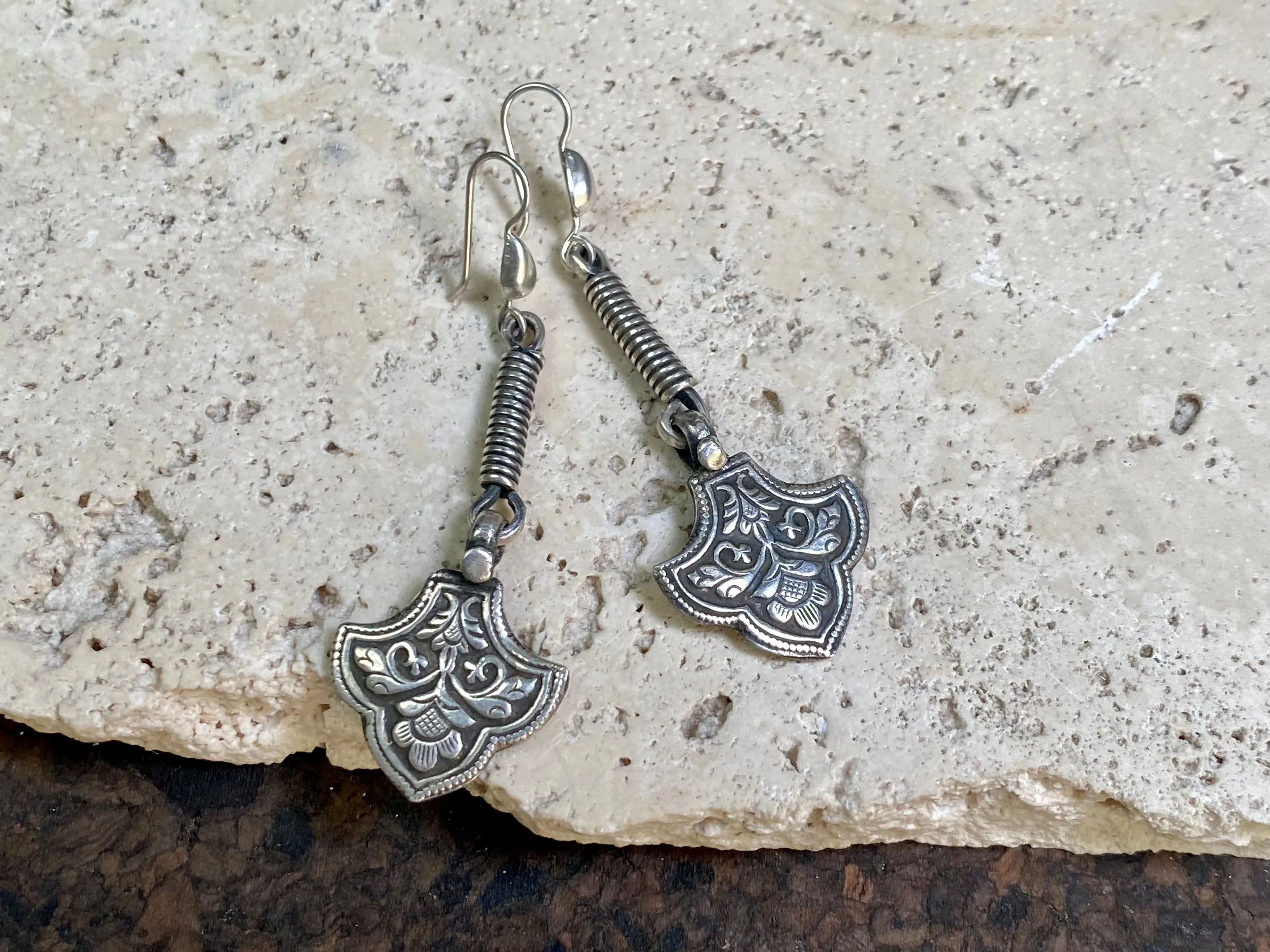 Vintage Tribal Silver Earrings