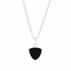 Whitby Jet Sterling Silver Shield Shape Pendant and Chain