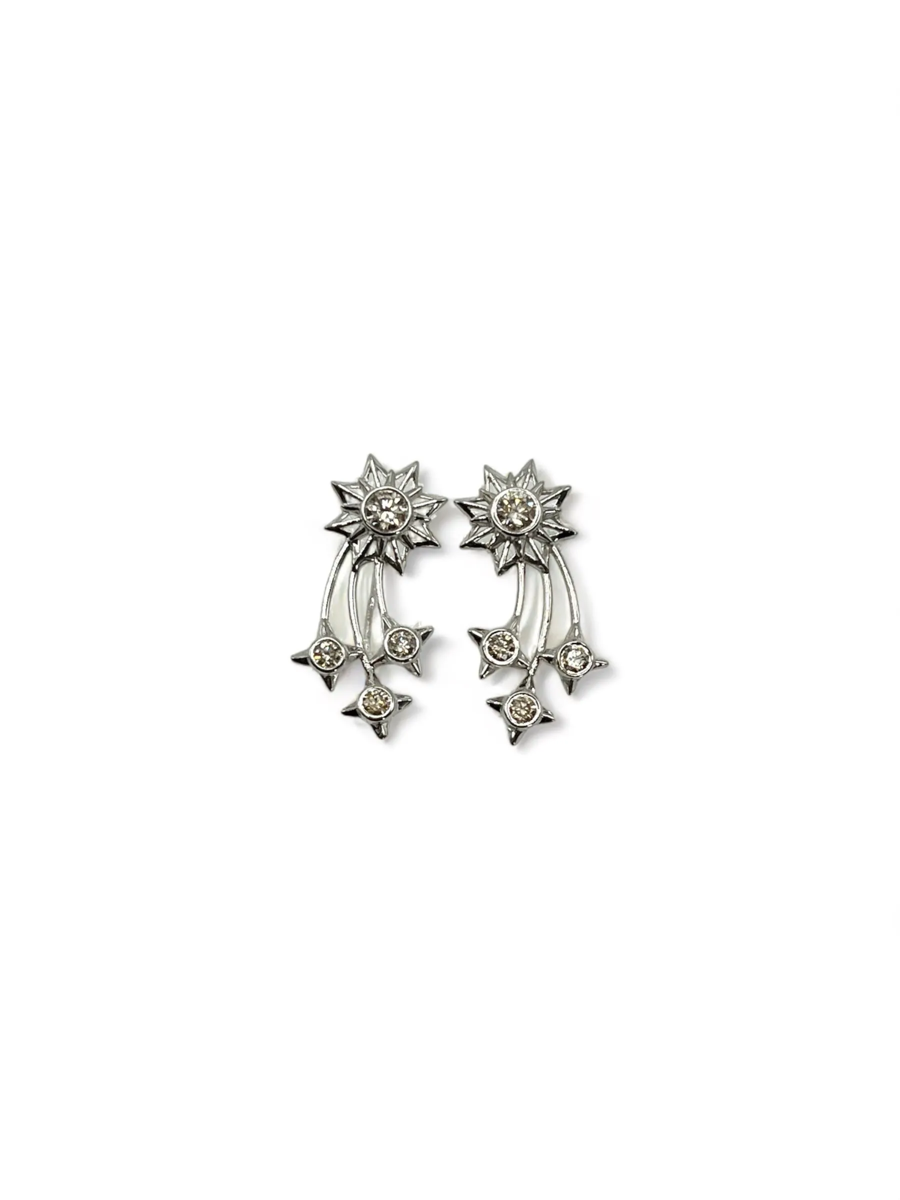 WHITE GOLD SUN AND STARTS EARRINGS