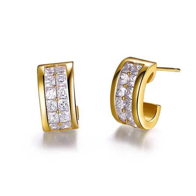 Women's Luxury Clear Cubic Zirconia Stud Earrings