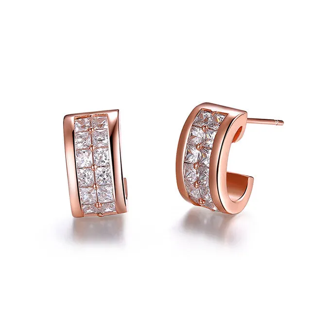 Women's Luxury Clear Cubic Zirconia Stud Earrings