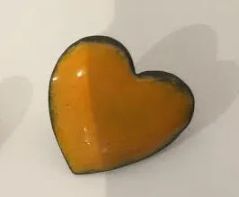 Yellow Enamel Fearless Heart Pin or Brooch