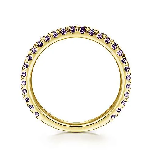 Yellow Gold Amethyst Stackable Ring