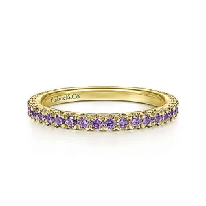 Yellow Gold Amethyst Stackable Ring