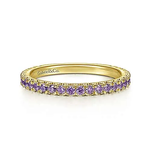 Yellow Gold Amethyst Stackable Ring