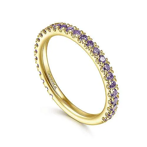 Yellow Gold Amethyst Stackable Ring