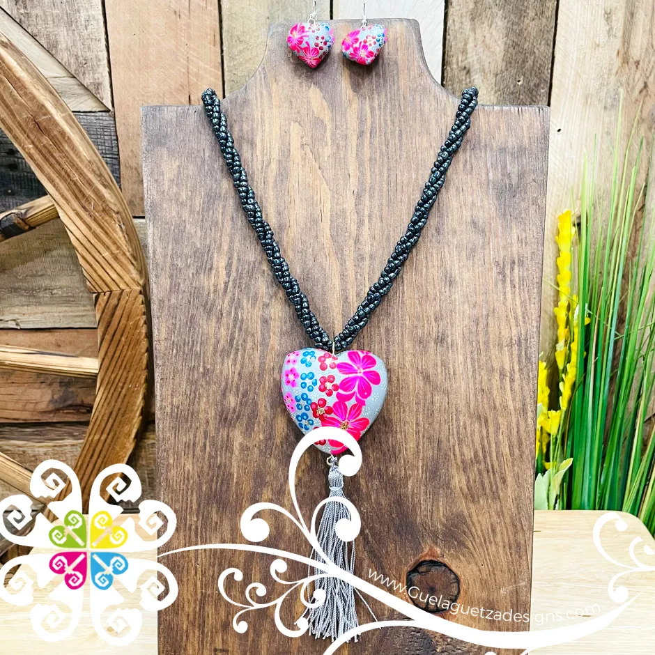 Yoselin Heart Jewelry Set - Hand Painted Jewelry Set