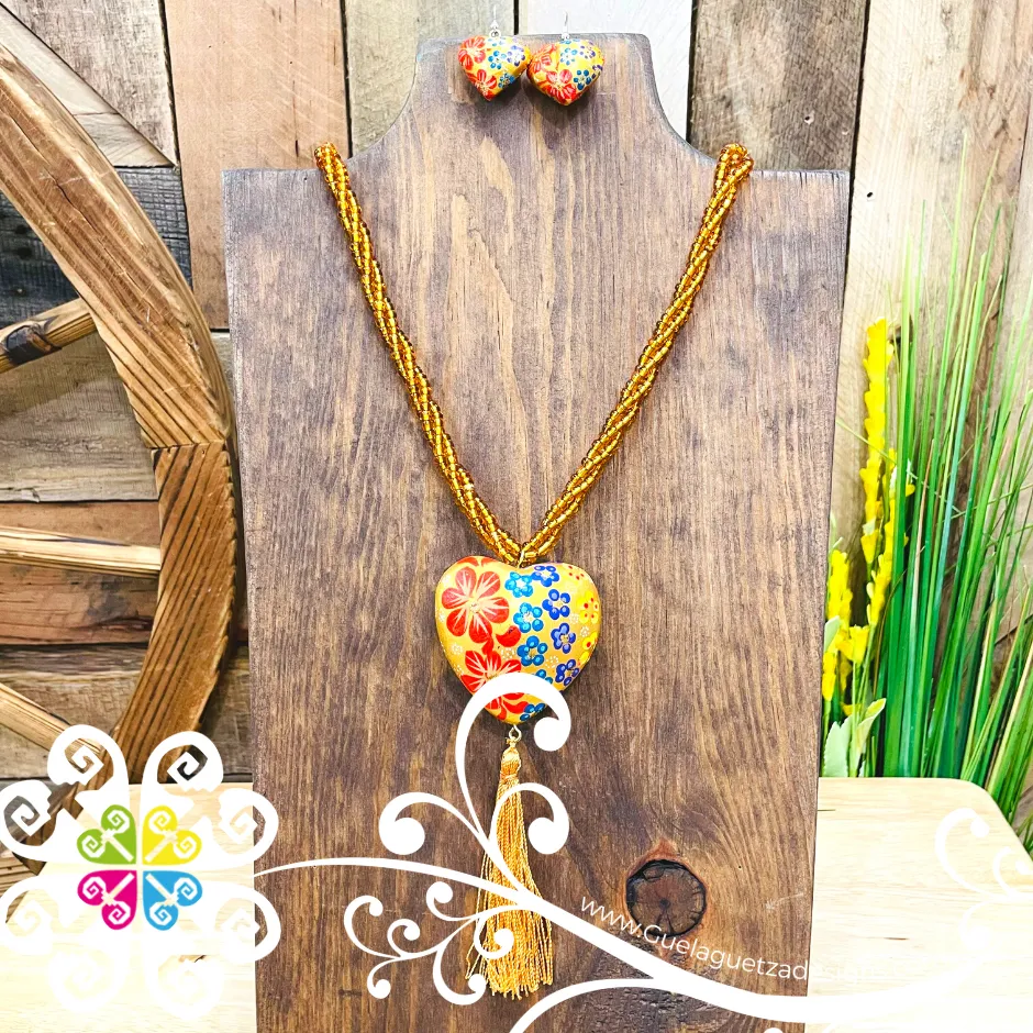 Yoselin Heart Jewelry Set - Hand Painted Jewelry Set